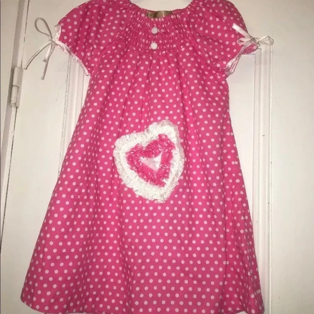Lele Vintage girls polka dot heart dress valentine